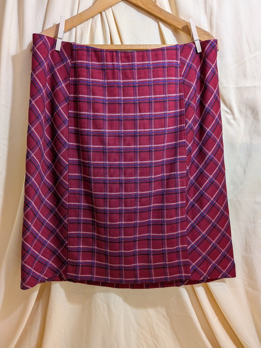 J. Jill Pink Plaid A-Line Skirt with Navy Accents Size Large